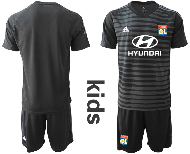 2018_2019 Club Olympique Lyonnais black youth goalkeeper soccer jerseys